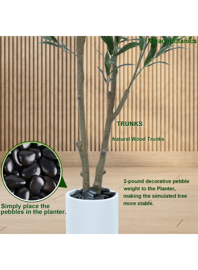 MirageBotanics Artificial Olive Trees Indoor,Faux Olive Tree 2 Trunks with White Planter Pot,Artificial Plants Lifelike Fruits for Office Meeting Room Living Room Indoor Outdoor Home Decor - Image 5